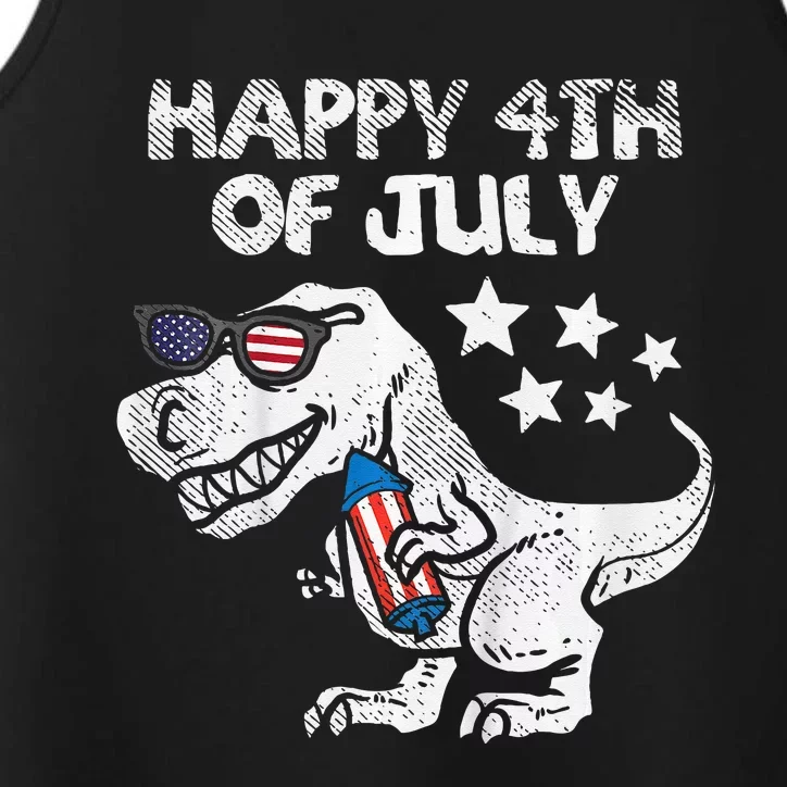 Happy 4th Of July Trex Dinosaur American Dino Performance Tank