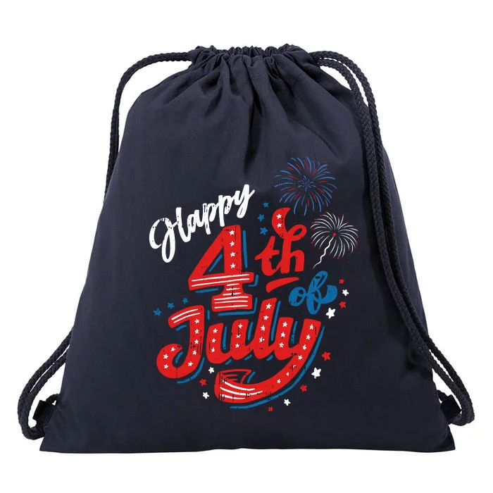 Happy 4th Of July Cool Independence Day Patriotic American Drawstring Bag