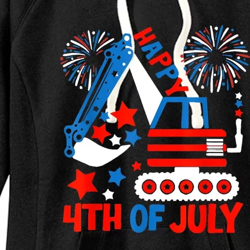 Happy 4th Of July Excavator Women's Fleece Hoodie