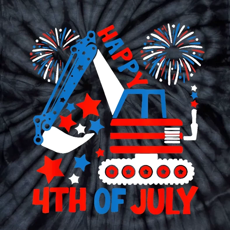 Happy 4th Of July Excavator Tie-Dye T-Shirt