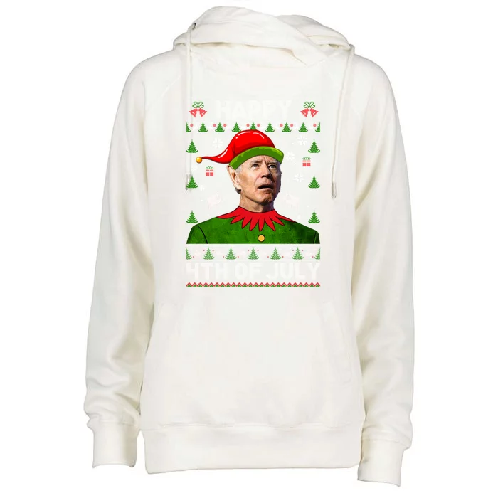 Happy 4th Of July Funny Joe Biden Ugly Christmas Gift Womens Funnel Neck Pullover Hood