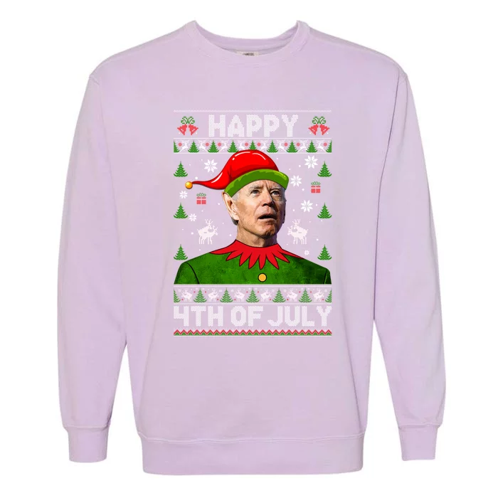 Happy 4th Of July Funny Joe Biden Ugly Christmas Gift Garment-Dyed Sweatshirt