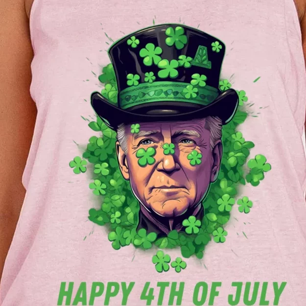 Happy 4th Of July Joe Biden Funny St PatrickS Day Irish Great Gift Women's Knotted Racerback Tank