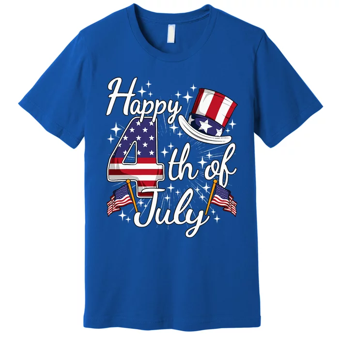 Happy 4th Of July Patriotic American Flag Usa Premium T-Shirt