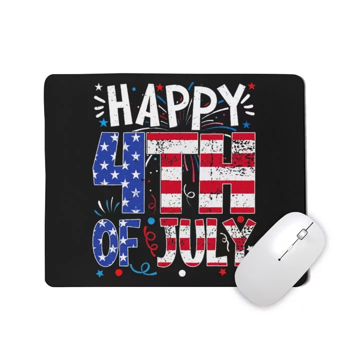 Happy 4th Of July Patriotic American Us Flag 4th Of July Mousepad