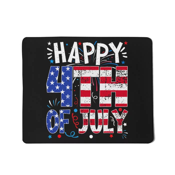 Happy 4th Of July Patriotic American Us Flag 4th Of July Mousepad