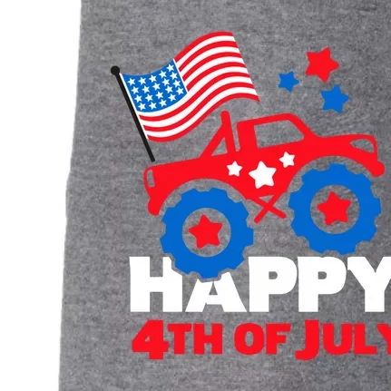 Happy 4th Of July Monster Truck American Flag Doggie 3-End Fleece Hoodie