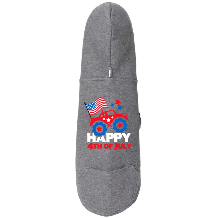 Happy 4th Of July Monster Truck American Flag Doggie 3-End Fleece Hoodie