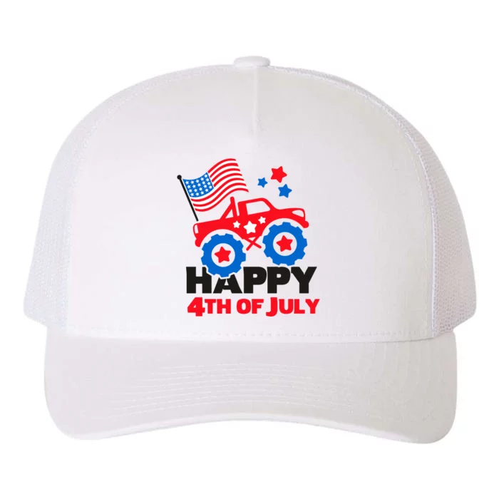 Happy 4th Of July Monster Truck American Flag Yupoong Adult 5-Panel Trucker Hat