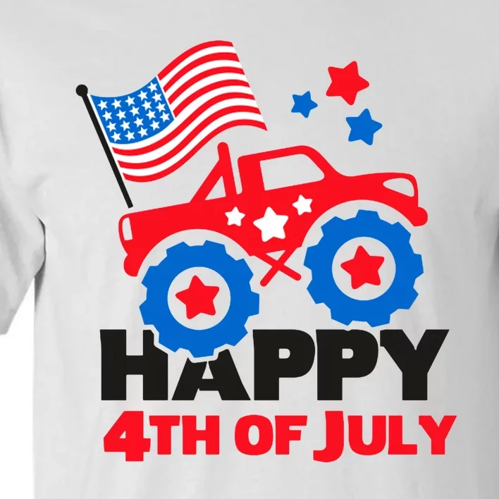 Happy 4th Of July Monster Truck American Flag Tall T-Shirt