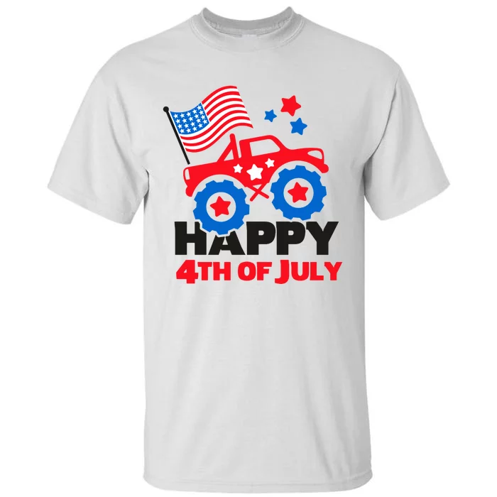 Happy 4th Of July Monster Truck American Flag Tall T-Shirt