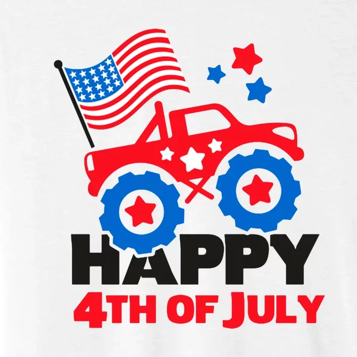 Happy 4th Of July Monster Truck American Flag ChromaSoft Performance T-Shirt