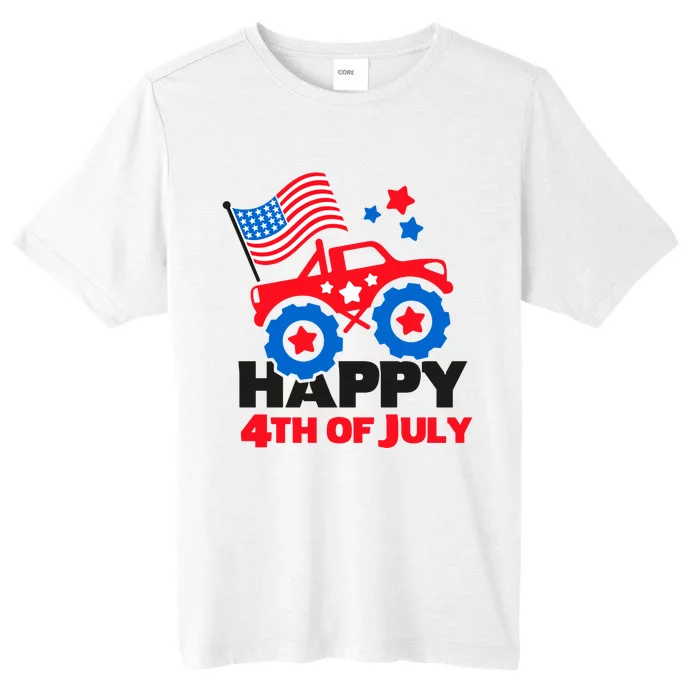 Happy 4th Of July Monster Truck American Flag ChromaSoft Performance T-Shirt