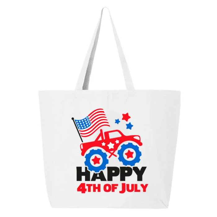 Happy 4th Of July Monster Truck American Flag 25L Jumbo Tote