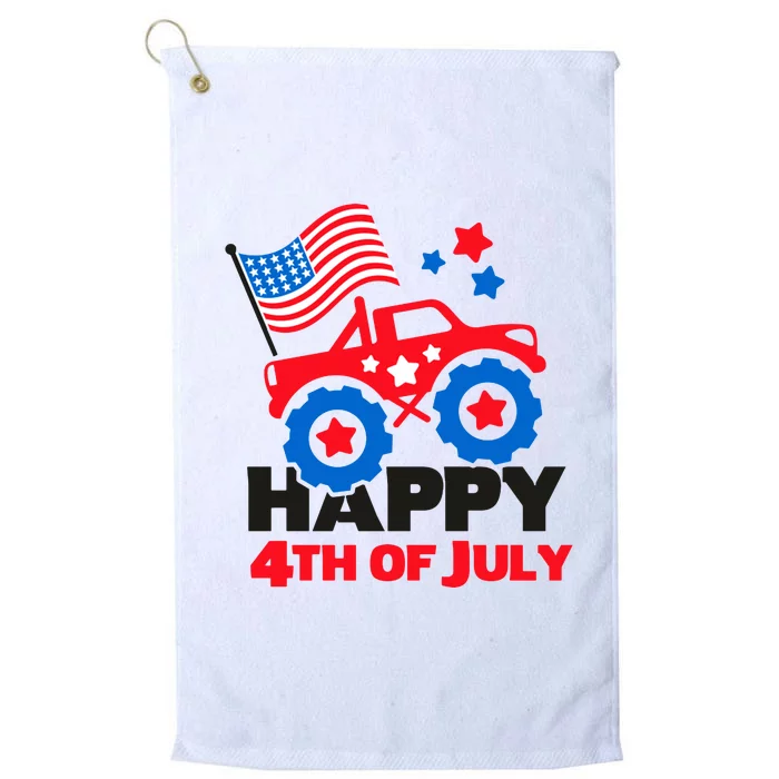 Happy 4th Of July Monster Truck American Flag Platinum Collection Golf Towel