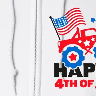 Happy 4th Of July Monster Truck American Flag Full Zip Hoodie