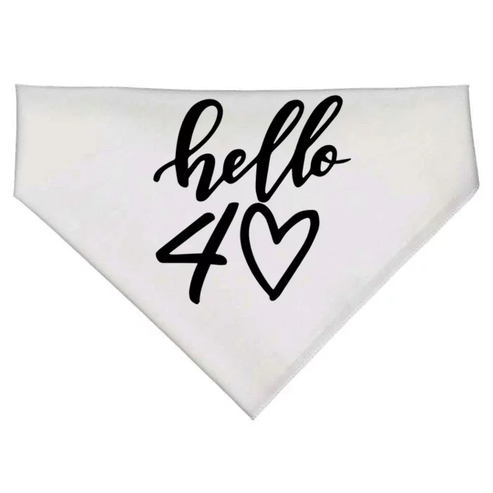 Hello 40 To 70 Age Birthday USA-Made Doggie Bandana