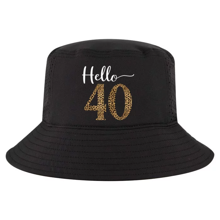 Hello 40 Years Leopard Print 40th Birthday Party Woman Gift Cool Comfort Performance Bucket Hat