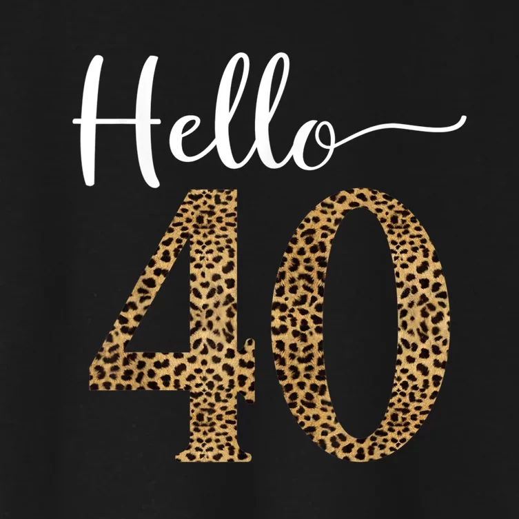 Hello 40 Years Leopard Print 40th Birthday Party Woman Gift Women's Crop Top Tee