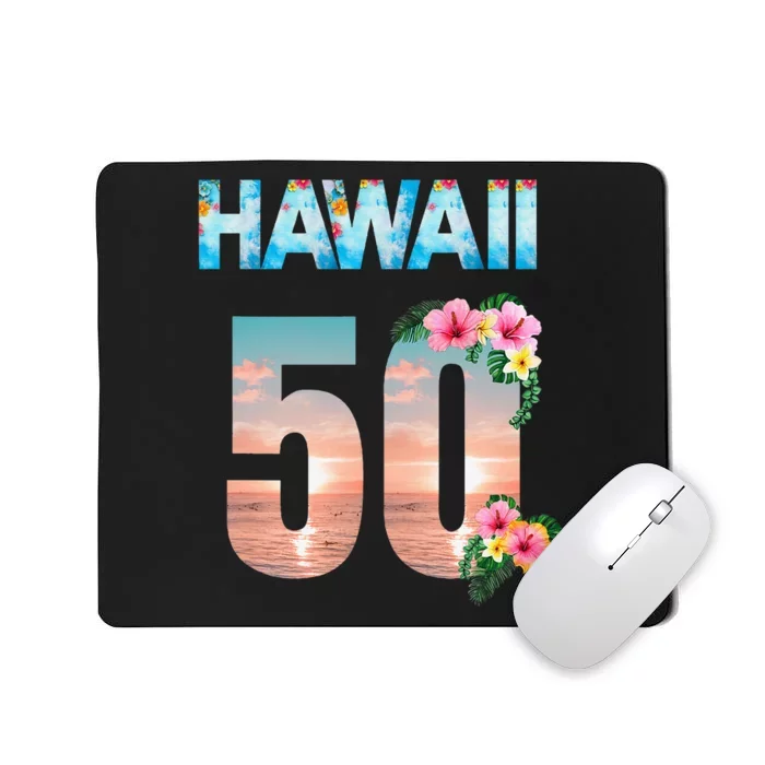 Hawaii 50th Birthday Hawaiian Aloha Beach Hibiscus Mousepad