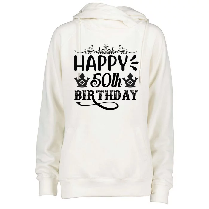 Happy 50th Birthday Celebration Graphic Womens Funnel Neck Pullover Hood