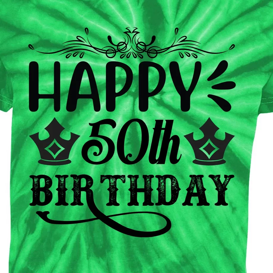 Happy 50th Birthday Celebration Graphic Kids Tie-Dye T-Shirt