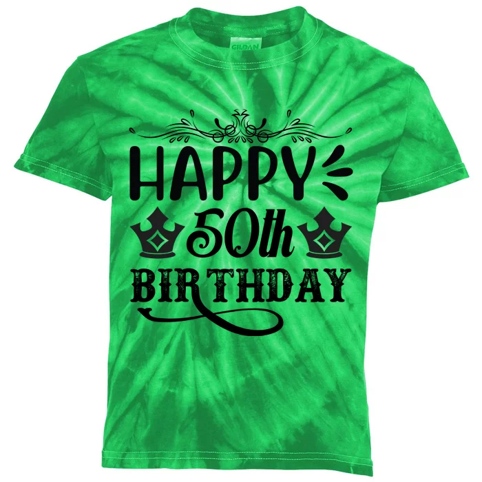 Happy 50th Birthday Celebration Graphic Kids Tie-Dye T-Shirt