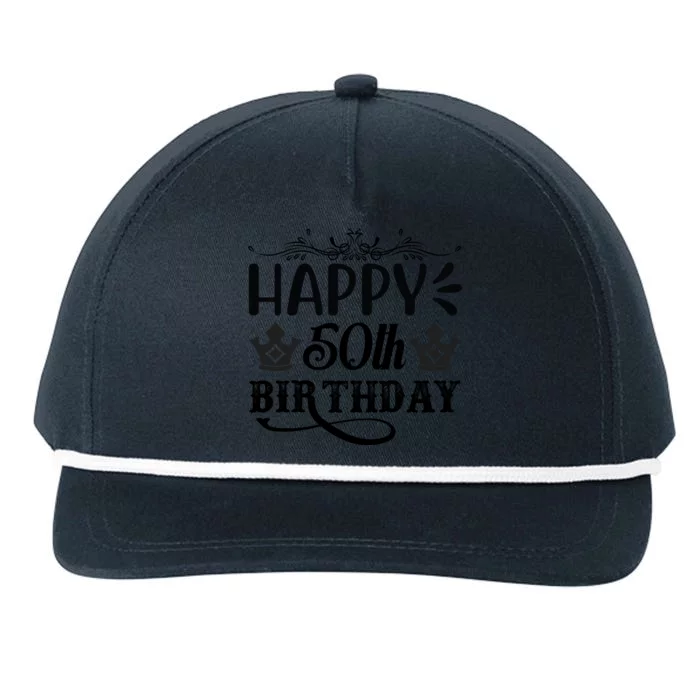 Happy 50th Birthday Celebration Graphic Snapback Five-Panel Rope Hat