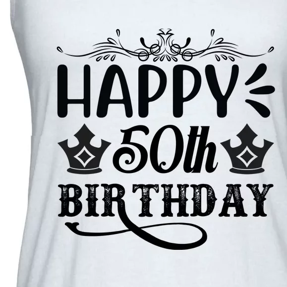 Happy 50th Birthday Celebration Graphic Ladies Essential Flowy Tank