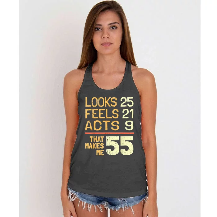 Hilarious 55th Birthday Idea I 55 Years Women's Knotted Racerback Tank