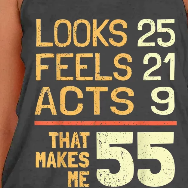 Hilarious 55th Birthday Idea I 55 Years Women's Knotted Racerback Tank