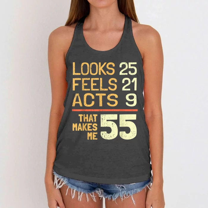 Hilarious 55th Birthday Idea I 55 Years Women's Knotted Racerback Tank