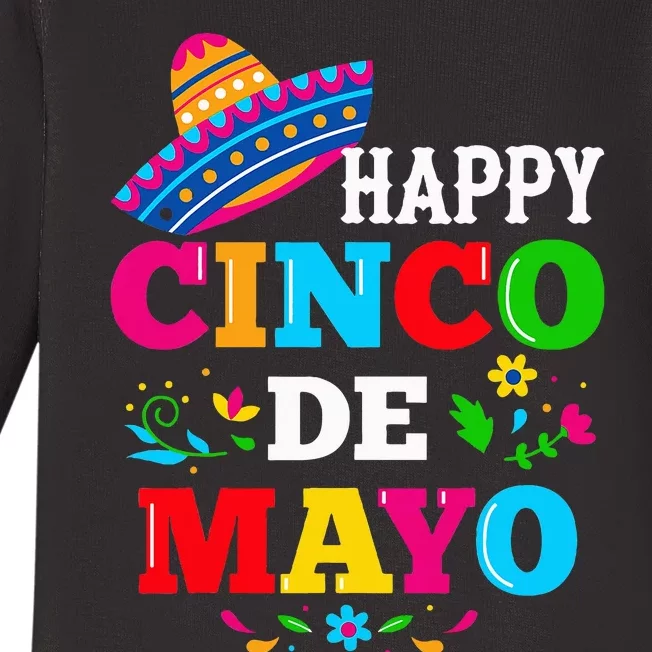 Happy 5 De Mayo Lets Fiesta Viva Mexico Cinco De Mayo Baby Long Sleeve Bodysuit