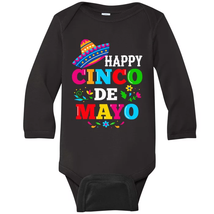 Happy 5 De Mayo Lets Fiesta Viva Mexico Cinco De Mayo Baby Long Sleeve Bodysuit