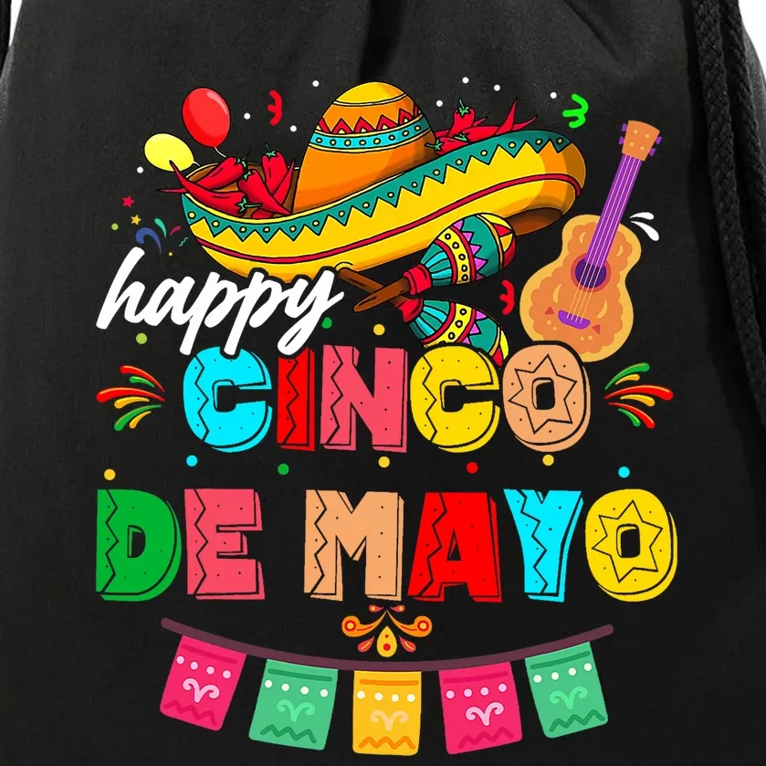 Happy 5 De Mayo Lets Fiesta Viva Mexico Cinco De Mayo Drawstring Bag