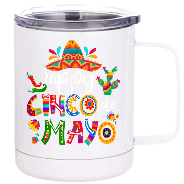 Happy 5 De Mayo Cinco Viva Mexico Front & Back 12oz Stainless Steel Tumbler Cup