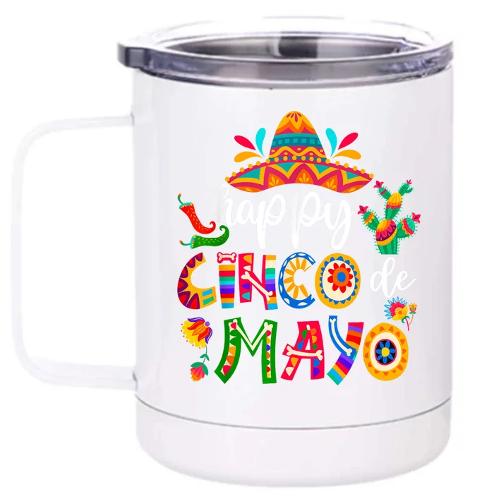 Happy 5 De Mayo Cinco Viva Mexico Front & Back 12oz Stainless Steel Tumbler Cup