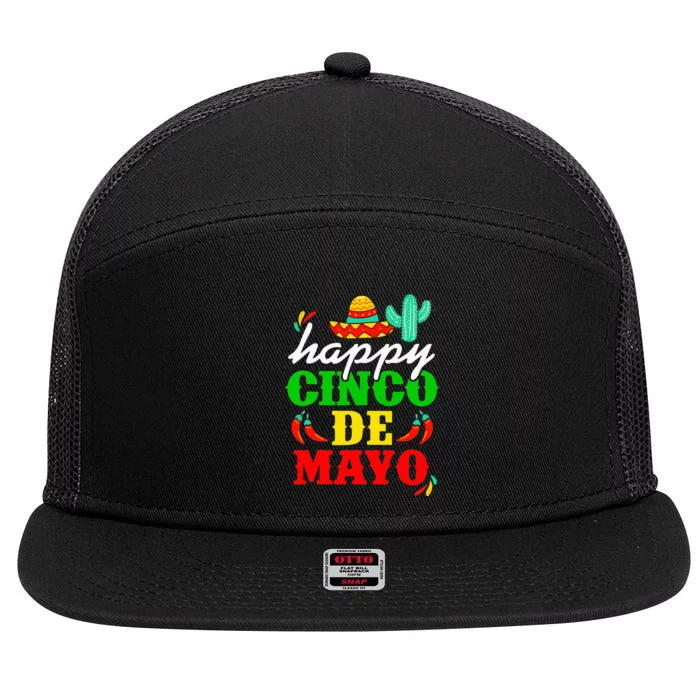 Happy 5 De Mayo Cinco de Mayo Viva Mexico 5 De Mayo 7 Panel Mesh Trucker Snapback Hat