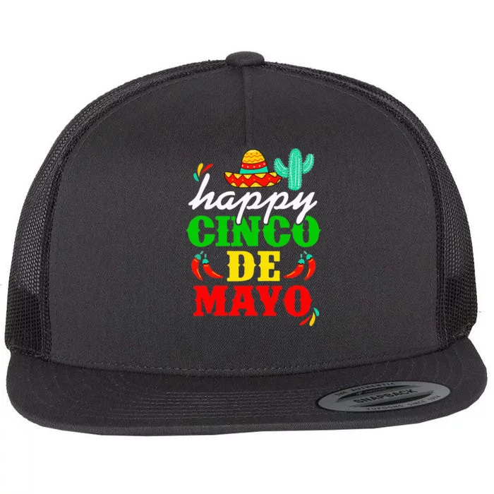 Happy 5 De Mayo Cinco de Mayo Viva Mexico 5 De Mayo Flat Bill Trucker Hat