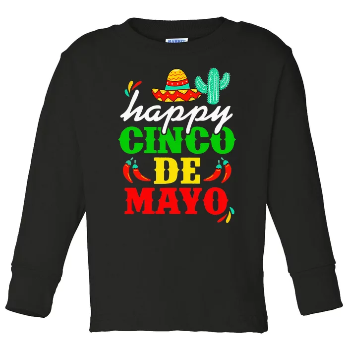 Happy 5 De Mayo Cinco de Mayo Viva Mexico 5 De Mayo Toddler Long Sleeve Shirt