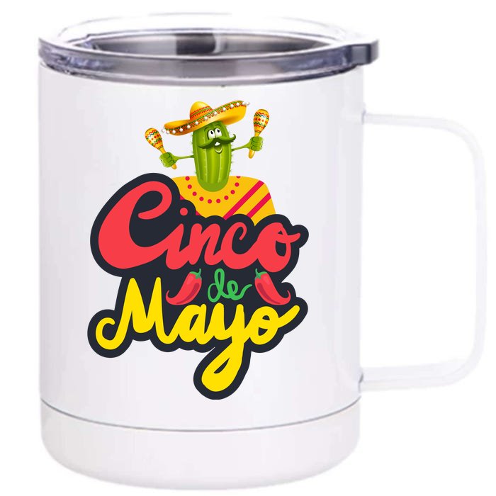 Happy 5 De Mayo Cinco Viva Mexico Front & Back 12oz Stainless Steel Tumbler Cup