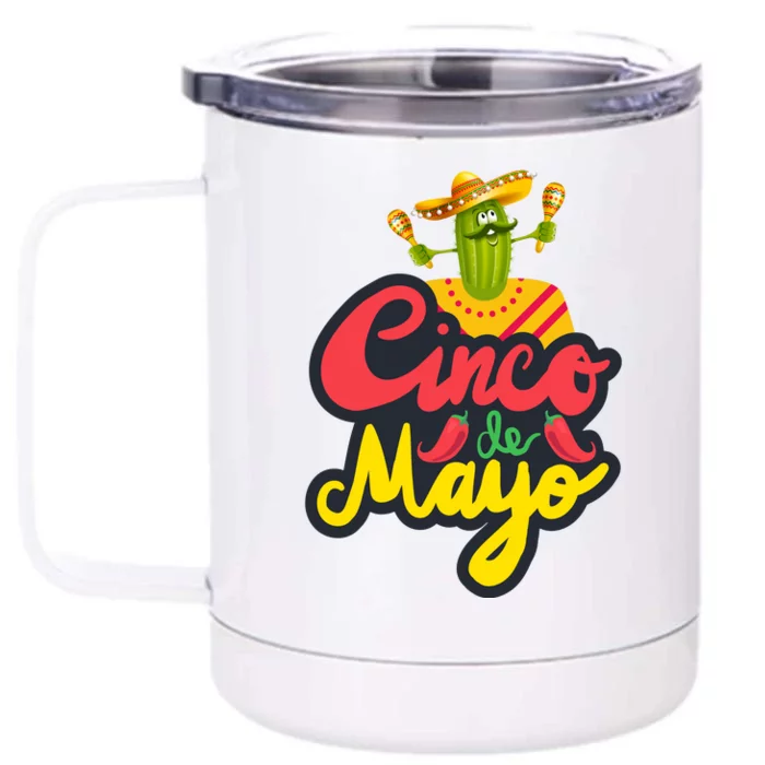 Happy 5 De Mayo Cinco Viva Mexico Front & Back 12oz Stainless Steel Tumbler Cup