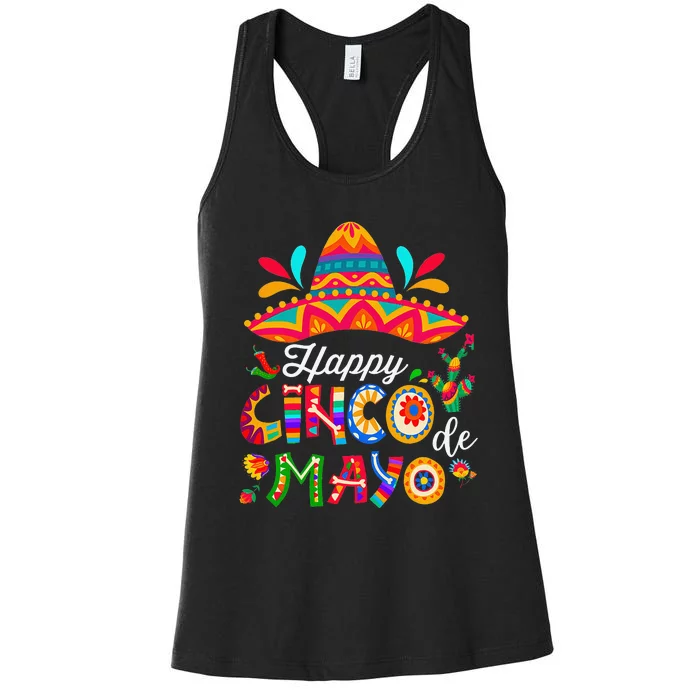 Happy 5 De Mayo Cinco de Mayo Viva Mexico 5 De Mayo Women's Racerback Tank