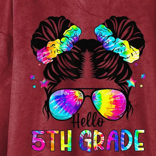 Hello 5th Grade Messy Bun Team Fifth Grade Back To School Hooded Wearable Blanket