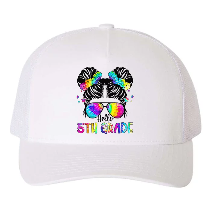 Hello 5th Grade Messy Bun Team Fifth Grade Back To School Yupoong Adult 5-Panel Trucker Hat