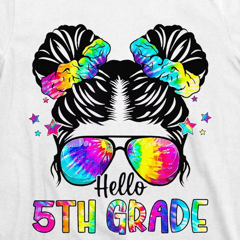 Hello 5th Grade Messy Bun Team Fifth Grade Back To School T-Shirt