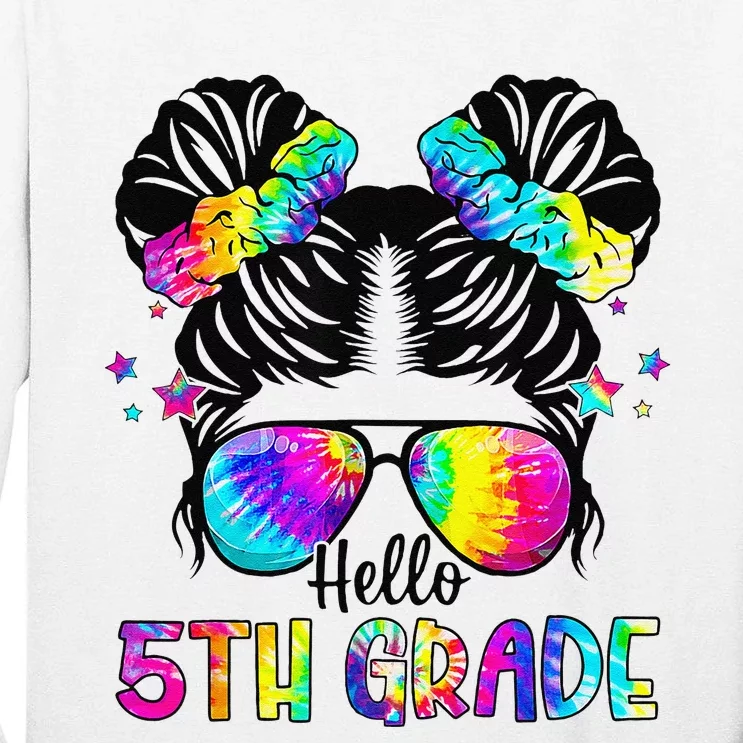 Hello 5th Grade Messy Bun Team Fifth Grade Back To School Tall Long Sleeve T-Shirt