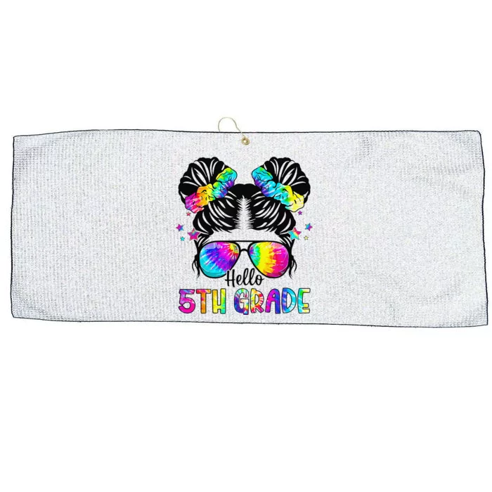 Hello 5th Grade Messy Bun Team Fifth Grade Back To School Large Microfiber Waffle Golf Towel