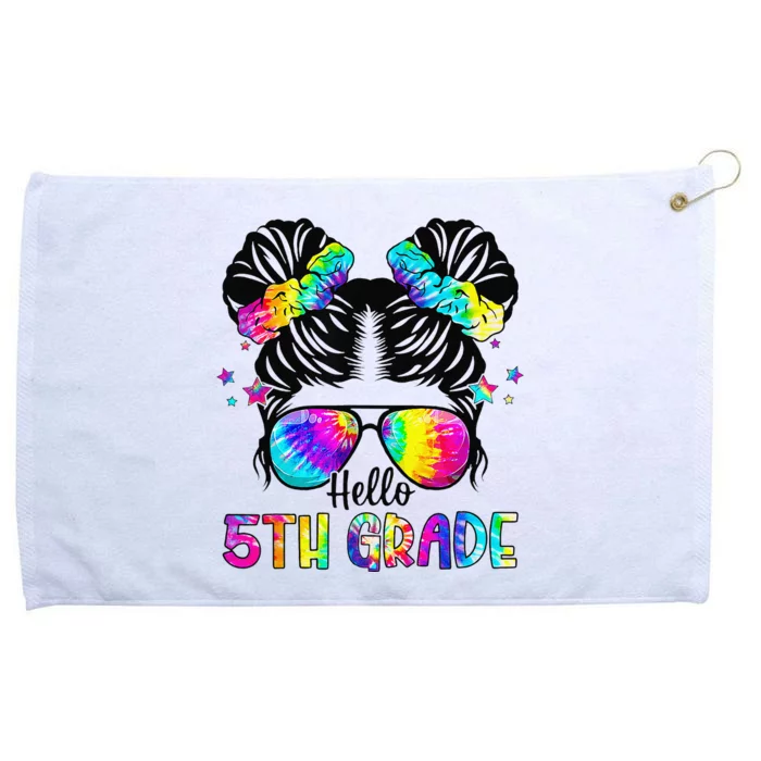 Hello 5th Grade Messy Bun Team Fifth Grade Back To School Grommeted Golf Towel