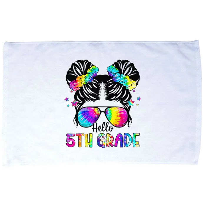 Hello 5th Grade Messy Bun Team Fifth Grade Back To School Microfiber Hand Towel